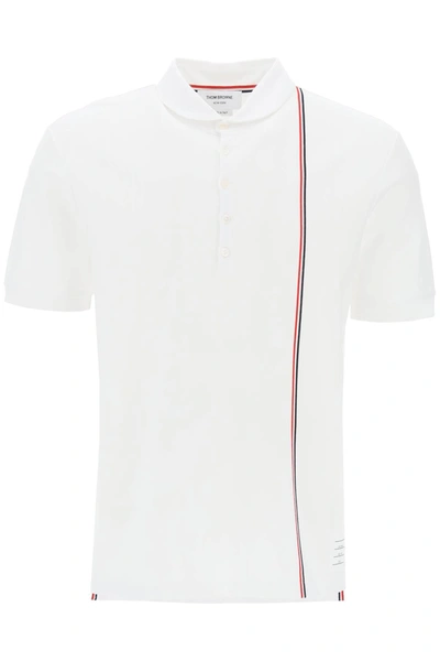 Shop Thom Browne Polo Shirt With Tricolor Intarsia