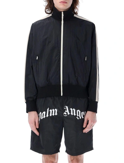 Shop Palm Angels Logo Printed Long-sleeved Jacket In Black