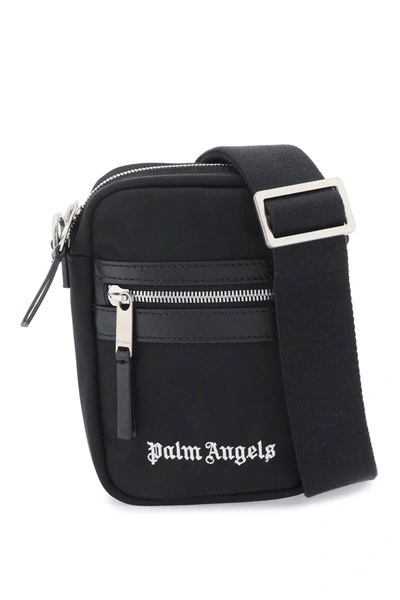 Shop Palm Angels Logo Crossbody Bag In Black White (black)
