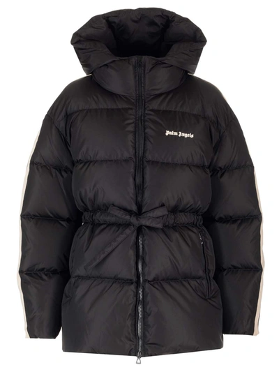 Shop Palm Angels Drawcord Padded Jackets In Black/off White