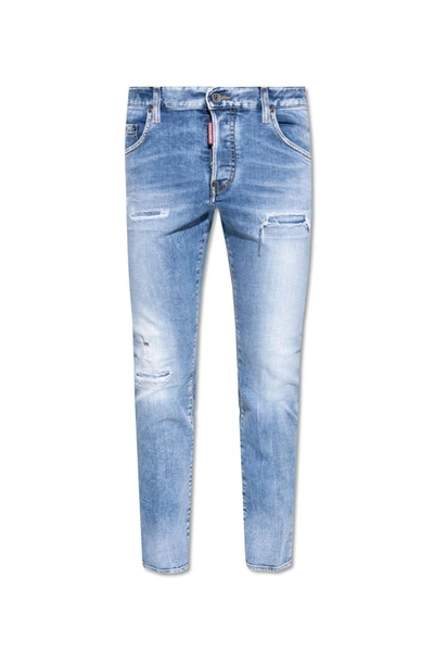 Shop Dsquared2 Mid-rise Distressed Skinny Jeans In Blue