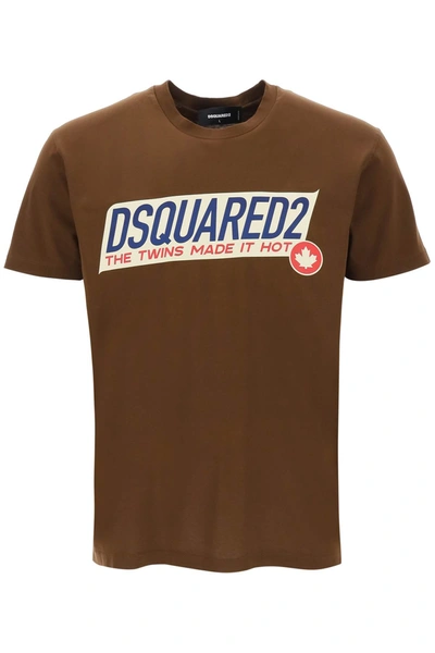Shop Dsquared2 Printed T-shirt In Brown