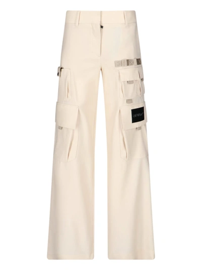 Shop Off-white Ivory Cargo Pants With Applications In Beige