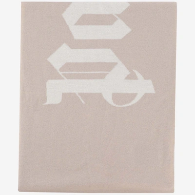 Shop Palm Angels Scarf With Logo In Beige