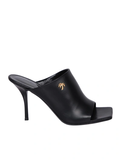 Shop Palm Angels Palm Plaque Slip-on Mules In Black