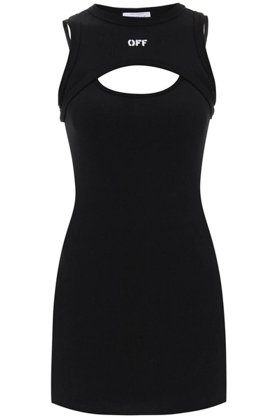 Shop Off-white Fitted Mini Dress In Black