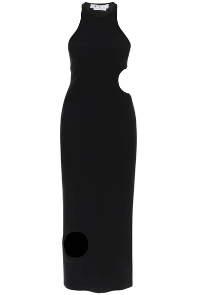 Shop Off-white Meteor Ribbed Rowing Long Dress In Black