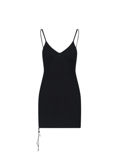 Shop Off-white Vanise Lace-up S/l Mini Dress In Black