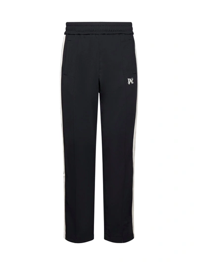 Shop Palm Angels Black Trackpants With Monogram