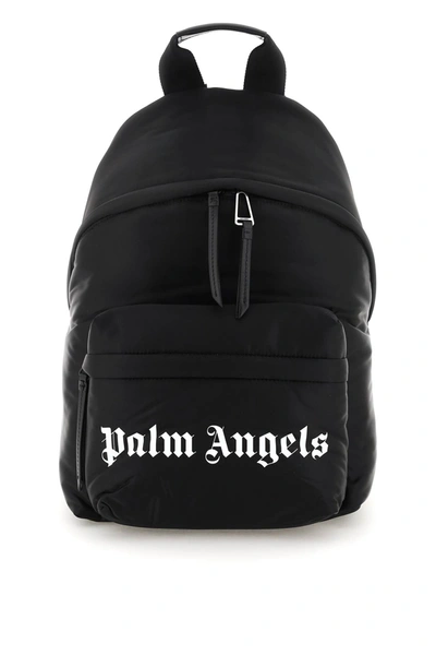 Shop Palm Angels Logo Detail Nylon Backpack In Black
