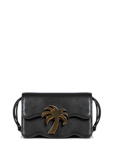 Shop Palm Angels Palm Beach Mini Leather Bag In Black