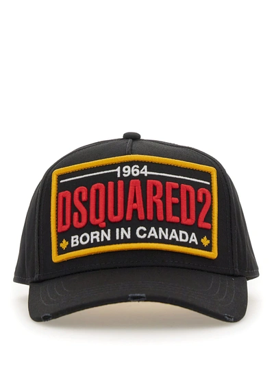 Shop Dsquared2 Black Baseball Cap With Embroidered Patch