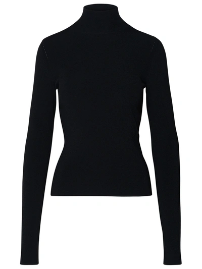 Shop Off-white Logo Band Black Viscose Blend Sweater In Black Black