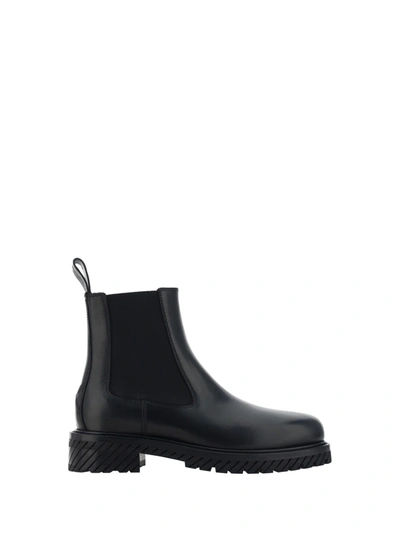 Shop Off-white Combat Chelsea Boots In Black Blac