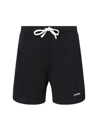 Shop Palm Angels Logo Shorts In Black Whit