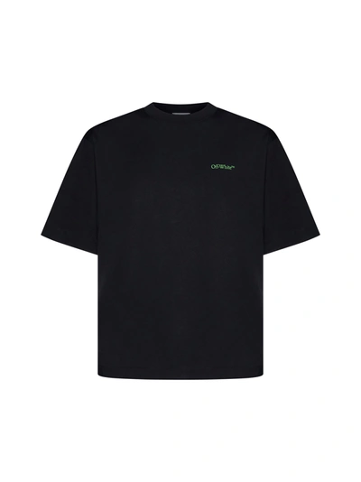 Shop Off-white Logo Printed Crewneck T-shirt In Black Green