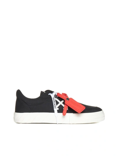 Shop Off-white Canvas Low Vulcanized Sneakers In Black White