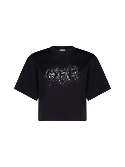 Shop Off-white T-shirt In Black Cotton In Black White