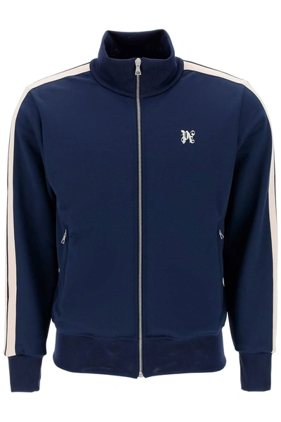 Shop Palm Angels Tracksuit Jacket With Monogram In Blue