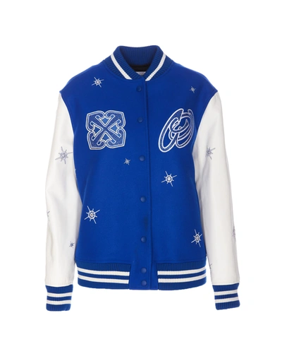 Shop Off-white Wo Bling Stars Varsity Jacket In Blue