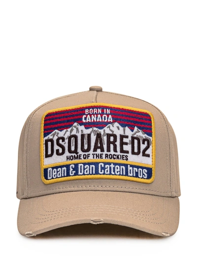 Shop Dsquared2 Logo Baseball Cap In Beige In Brown