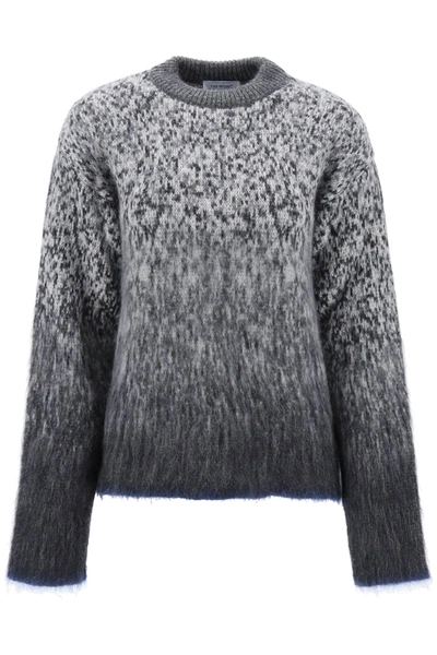 Shop Off-white Grey Mohair Fuzzy Sweater In Dark Grey (grey)