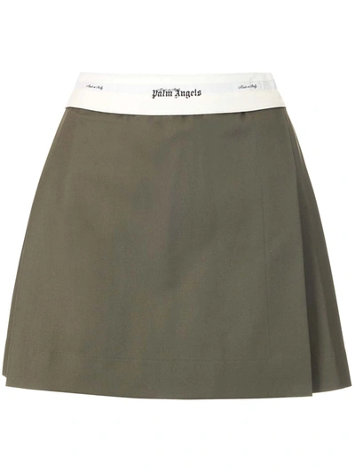 Shop Palm Angels Inverted Waist Miniskirt In Green