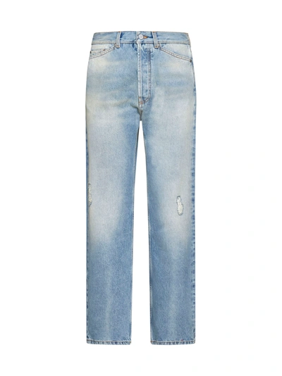 Shop Palm Angels 5-pocket Straight-leg Jeans In Light Blue