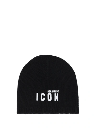 Shop Dsquared2 Black Wool Blend Beanie In M063