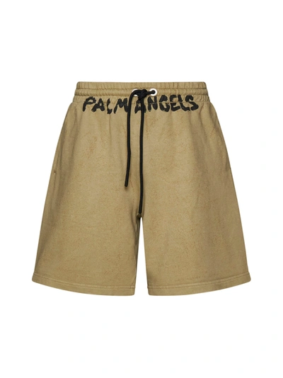 Shop Palm Angels Shorts In Military Black