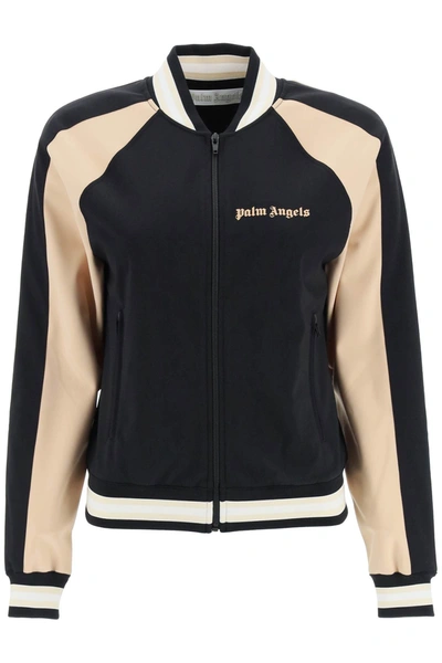 Shop Palm Angels Sporty Bomber Style Jacket In Black And Nude In Nero