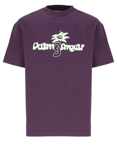 Shop Palm Angels Douby Cotton T-shirt In Purple