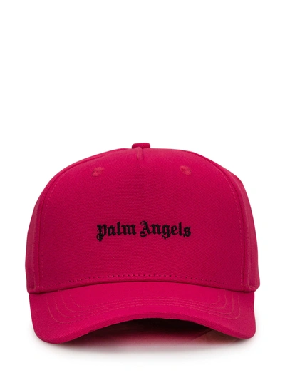 Shop Palm Angels Fuchsia Cap With Logo In Pink