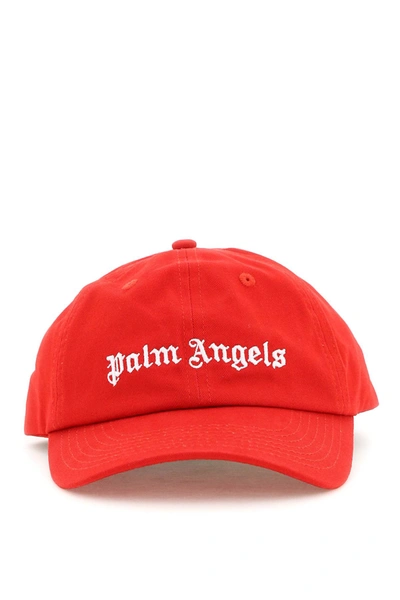 Shop Palm Angels Red Baseball Cap With Logo