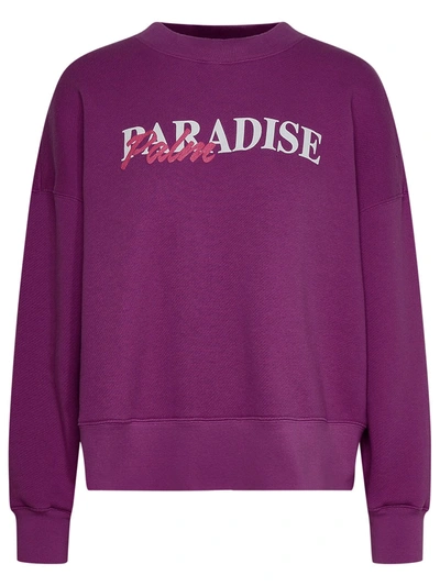 Shop Palm Angels Purple Cotton Sweatshirt In Violet