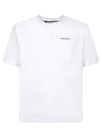 Shop Palm Angels Pocket Tailored White T-shirt