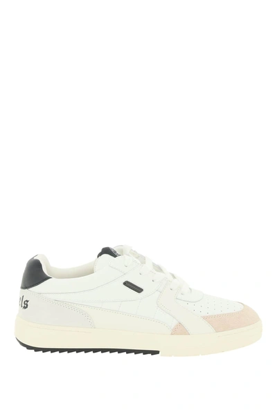 Shop Palm Angels White And Black University Low Sneakers