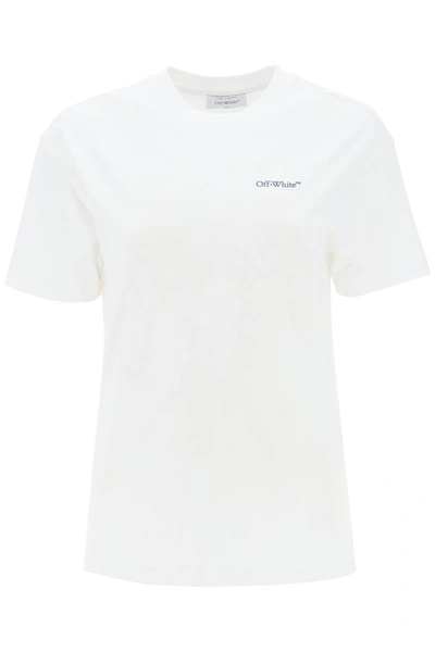 Shop Off-white T-shirt Embr Diag Tab In White Blue A