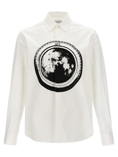 Shop Off-white Tyre Moon Printed Poplin Shirt In White/black