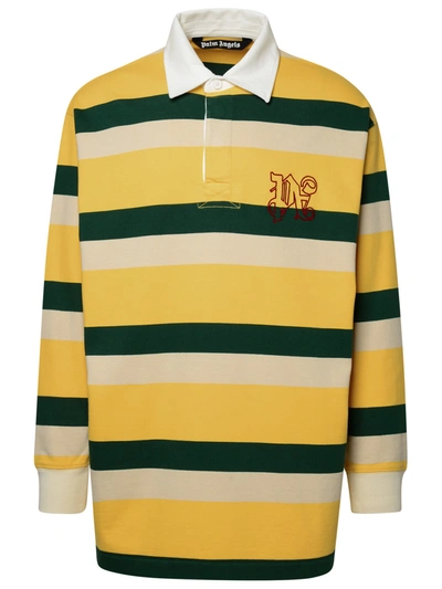 Shop Palm Angels Multicolor Cotton Polo Shirt In Yellow/green