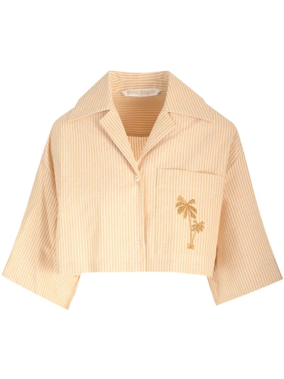 Shop Palm Angels Bowling-style Shirt In Yellow