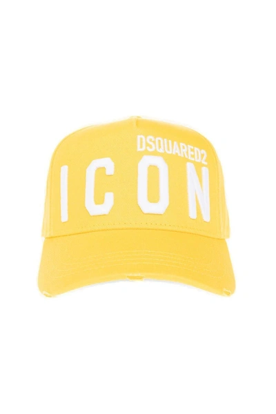 Shop Dsquared2 Be Icon Yellow Baseball Cap