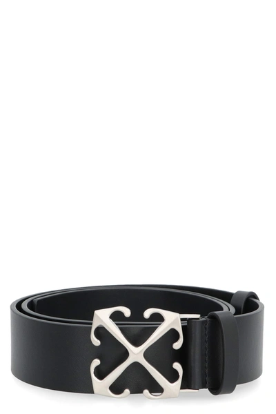 Shop Off-white H35 Leather Belt In Black