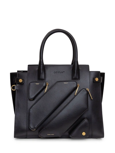 Shop Off-white City Tote Leather Handbag In Black