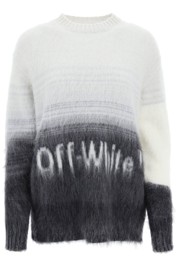 OFF-WHITE Mohair Helvetica Logo Crewneck Violet/Green