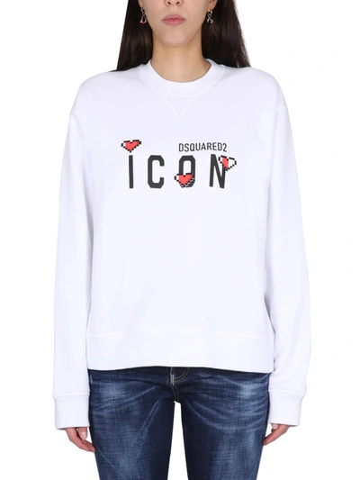 Shop Dsquared2 Icon Game Lover Sweatshirt In Bianco