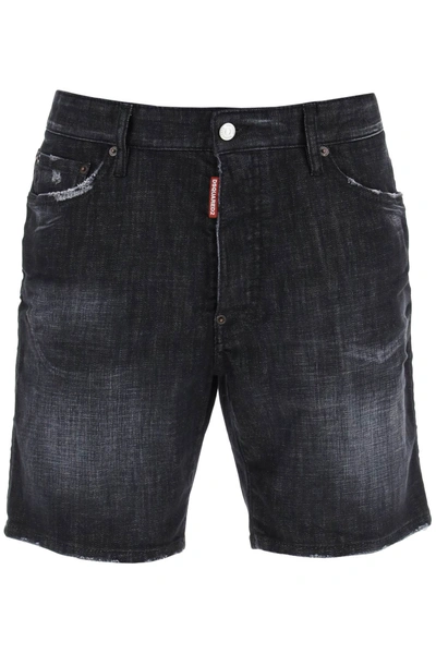 Shop Dsquared2 Marine Denim Shorts In Black (black)