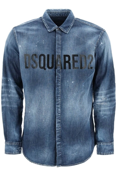 Shop Dsquared2 Dan D2 Relax Denim Shirt In Blue Navy (blue)