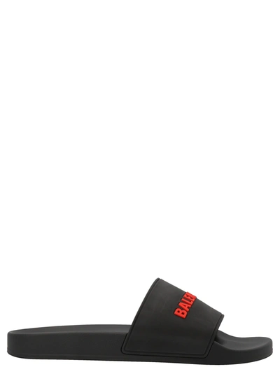 Shop Balenciaga Pool Slide Rubber Sandals In Black