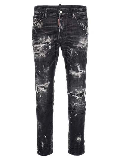 Shop Dsquared2 Black Destroyed Wash Skater Jeans